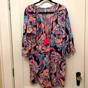 Lilly Pulitzer Romper with adorable tassel tie and 3/4 sleeves